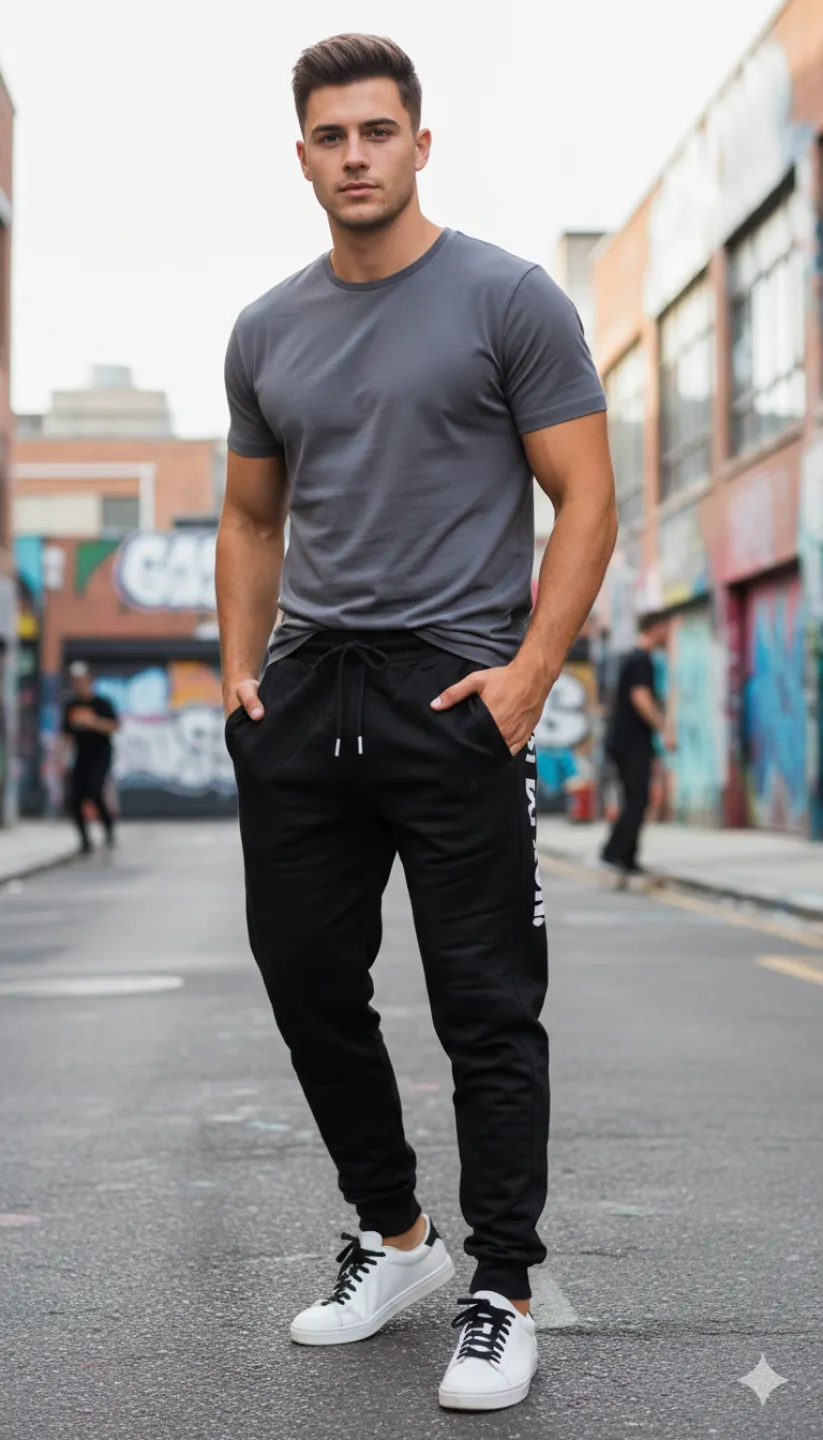 Pantaloni de trening bărbați Just Do Run, negri - 1