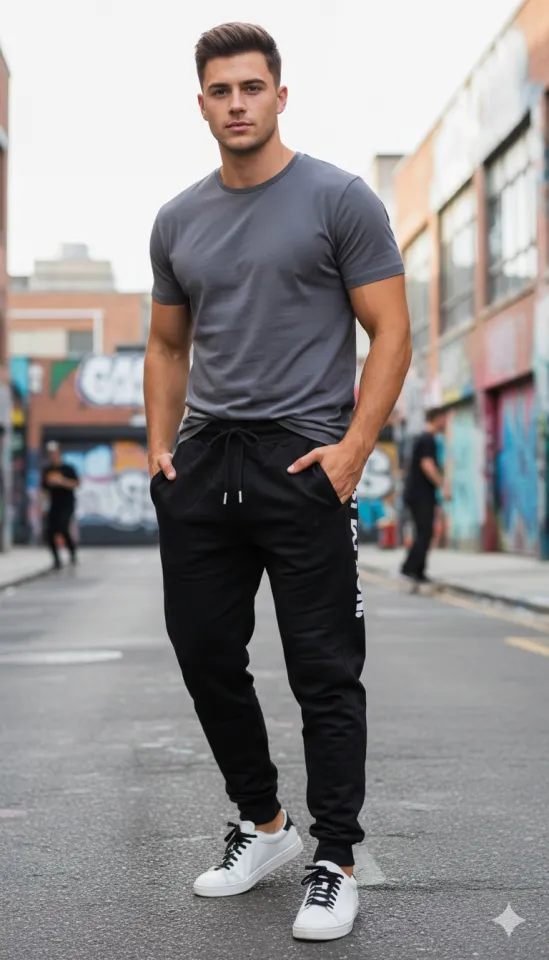 Pantaloni de trening bărbați Just Do Run, negri