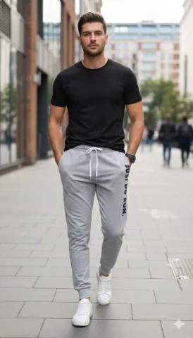 Pantaloni de trening bărbați Just Do Run, gri deschis