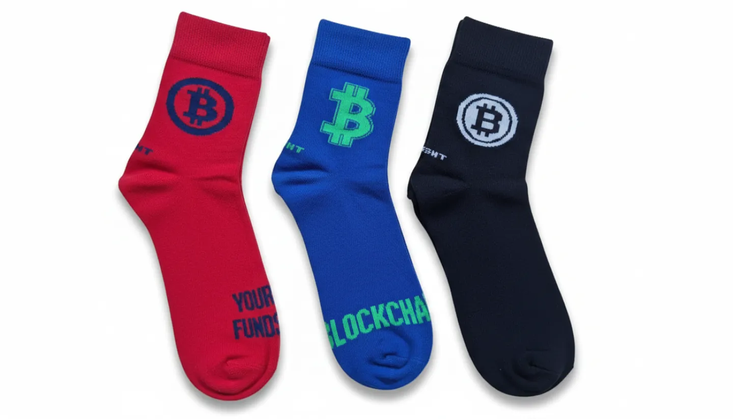 Set 3 șosete bărbați lungi, diverse culori cu imprimeu Bitcoin - 1