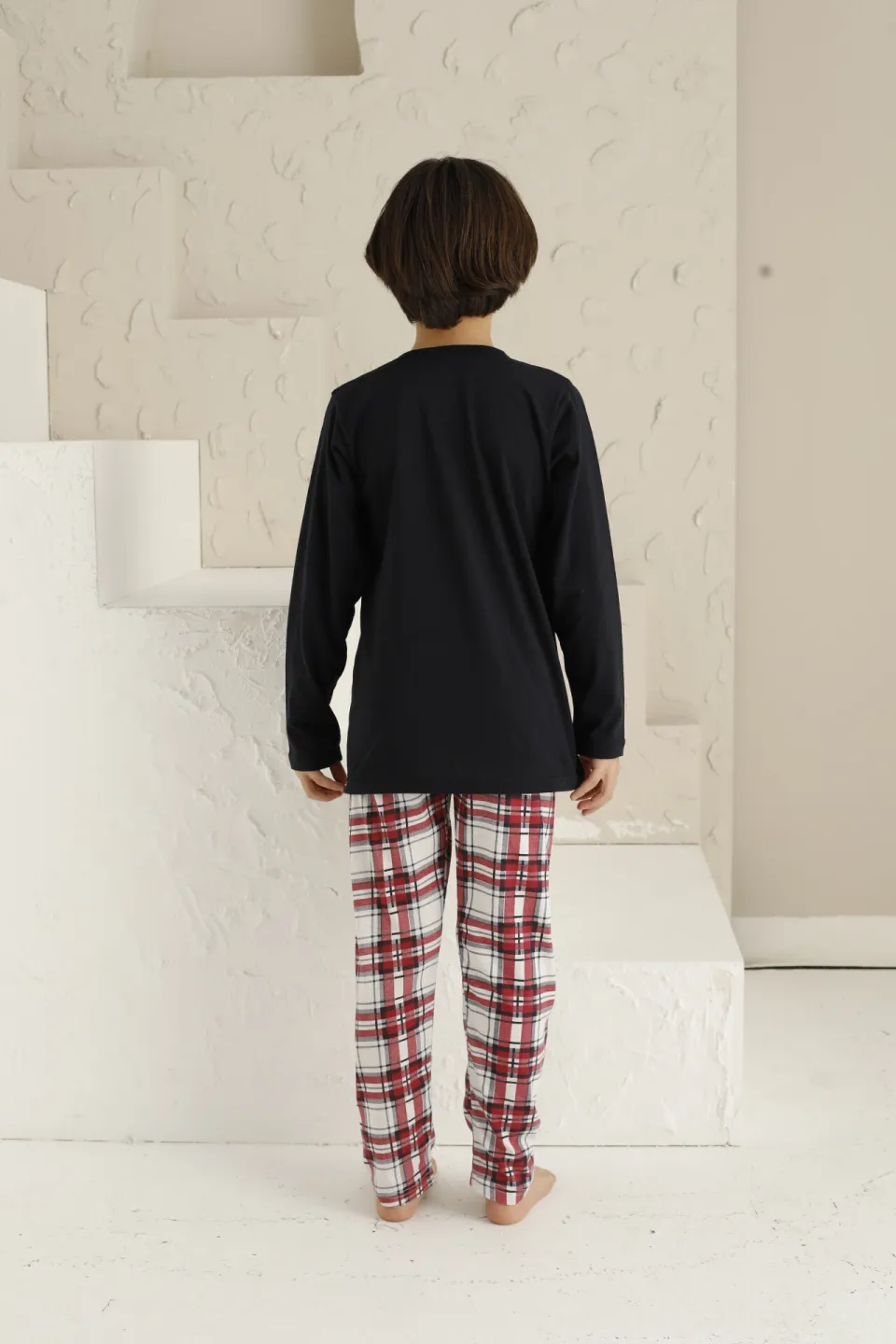 Pijama băieți din bumbac, cu maneca lungă și pantaloni lungi, model ,,Copil Conceput Pentru Distractie'' - 2