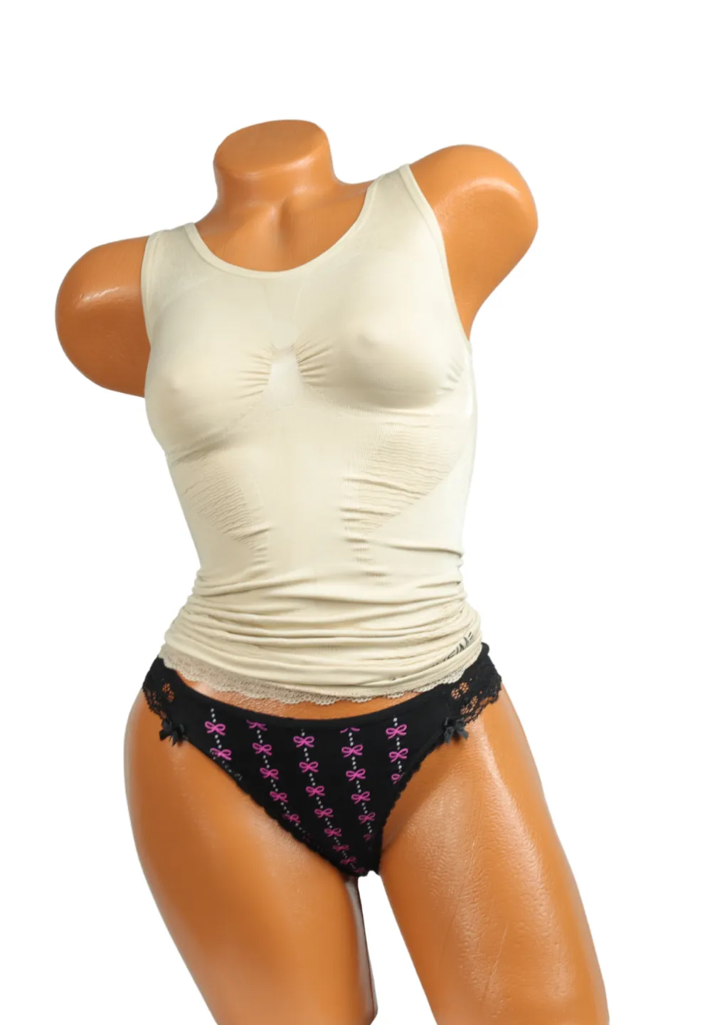 Furou modelator Miss Fit cu dantelă și bretele groase- bej - 1