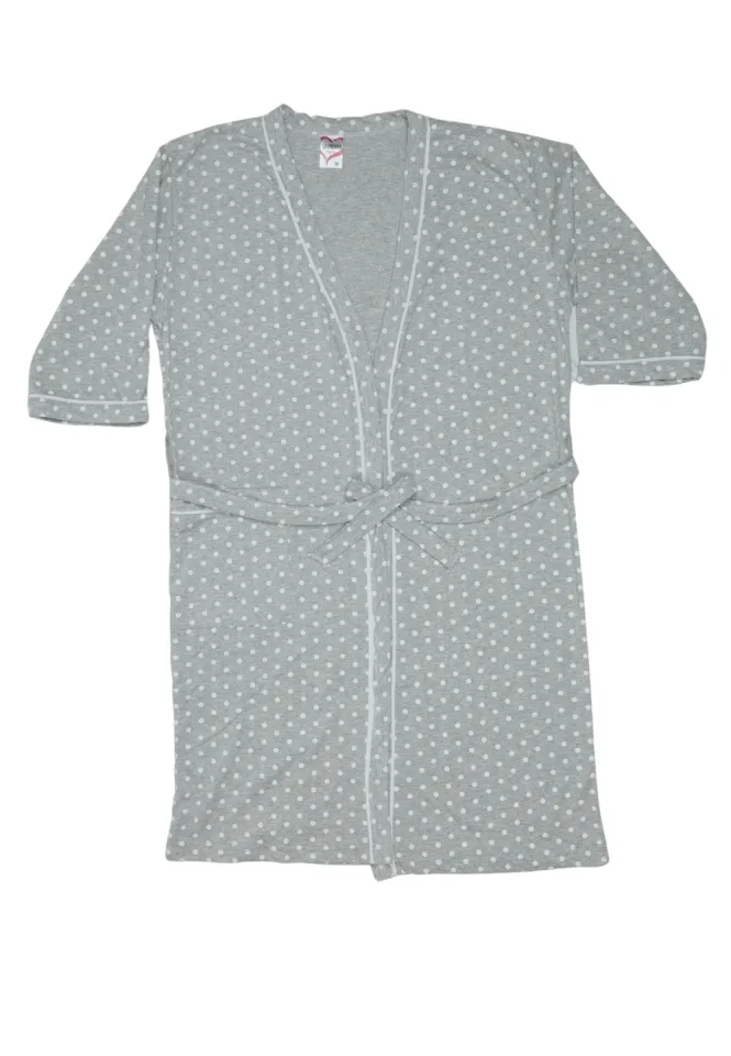 Halat de damă cu buzunare, bumbac 100%, culoare gri,