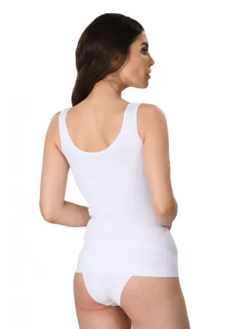 Maiou dama modelator in talie cu bretele late, material moale, culoare alb hover