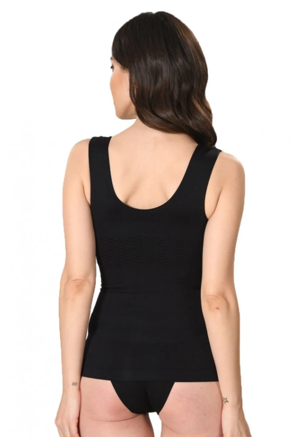 Maiou dama modelator in talie cu bretele late, material moale, culoare negru - 3