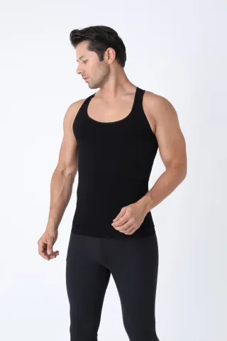 Maiou modelator bărbați – negru, fără cusături hover