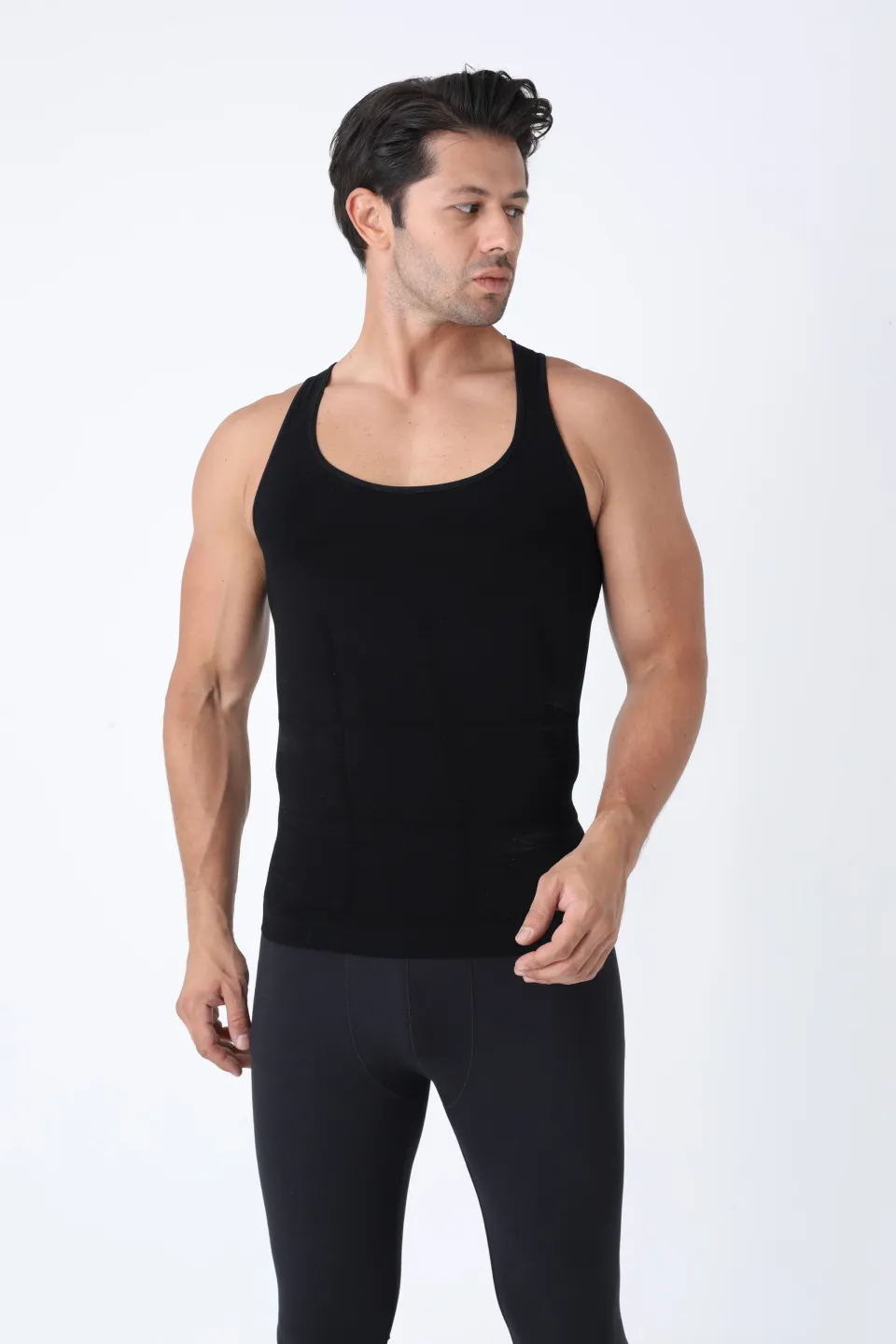 Maiou modelator bărbați – negru, fără cusături - 4