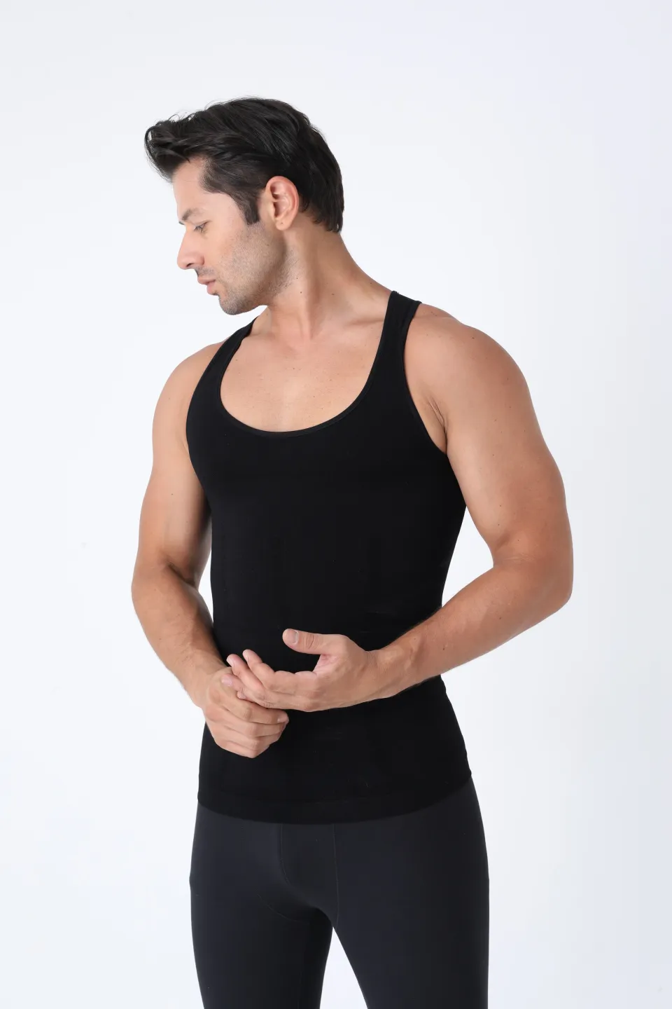 Maiou modelator bărbați – negru, fără cusături - 6