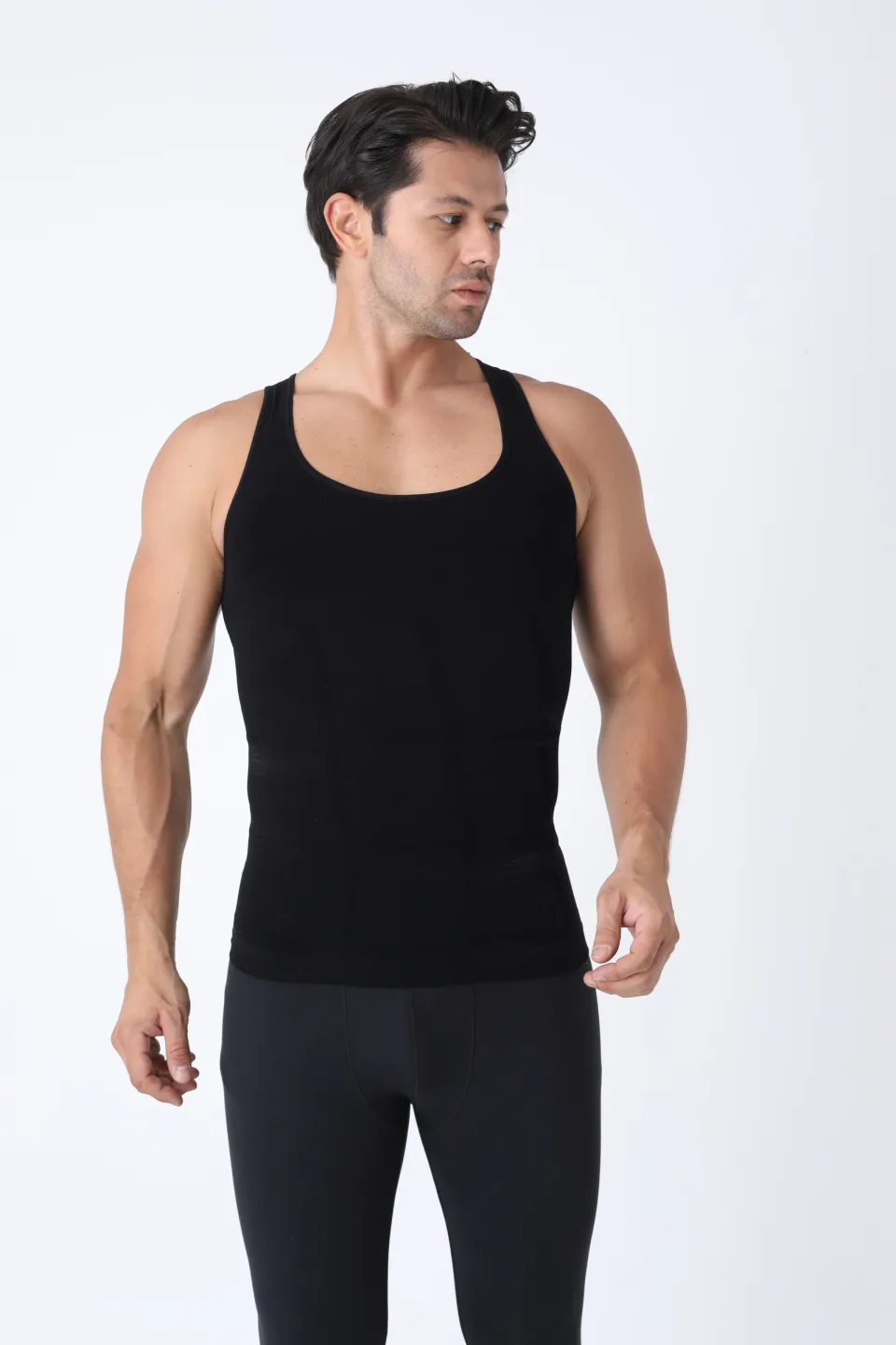 Maiou modelator bărbați – negru, fără cusături - 1