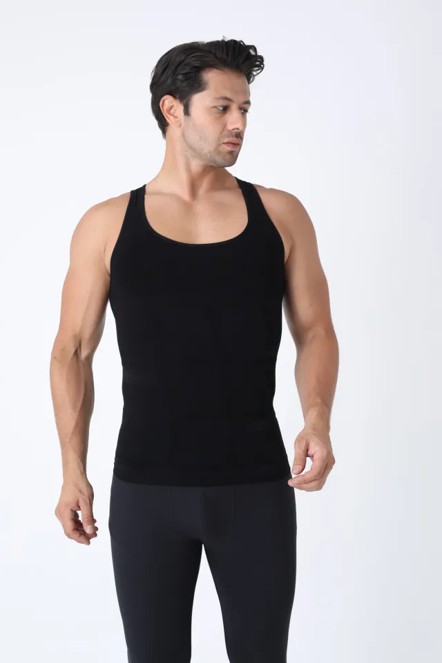 Maiou modelator bărbați – negru, fără cusături