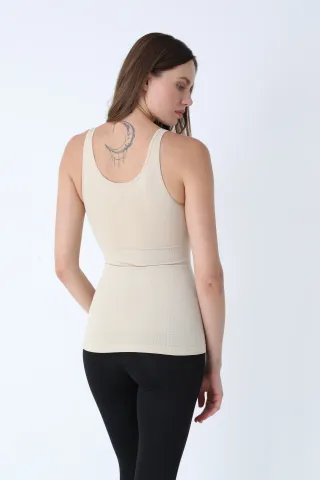 Maiou modelator damă cu bretele groase– bej hover