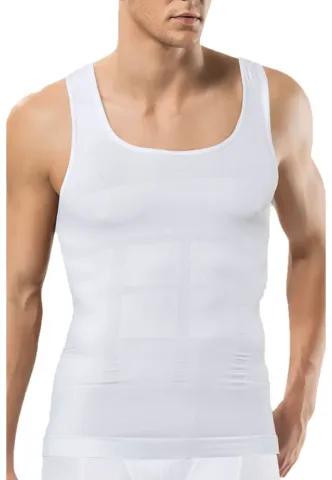 Maiou modelator pentru bărbați Slim, material respirabil, culoare alb