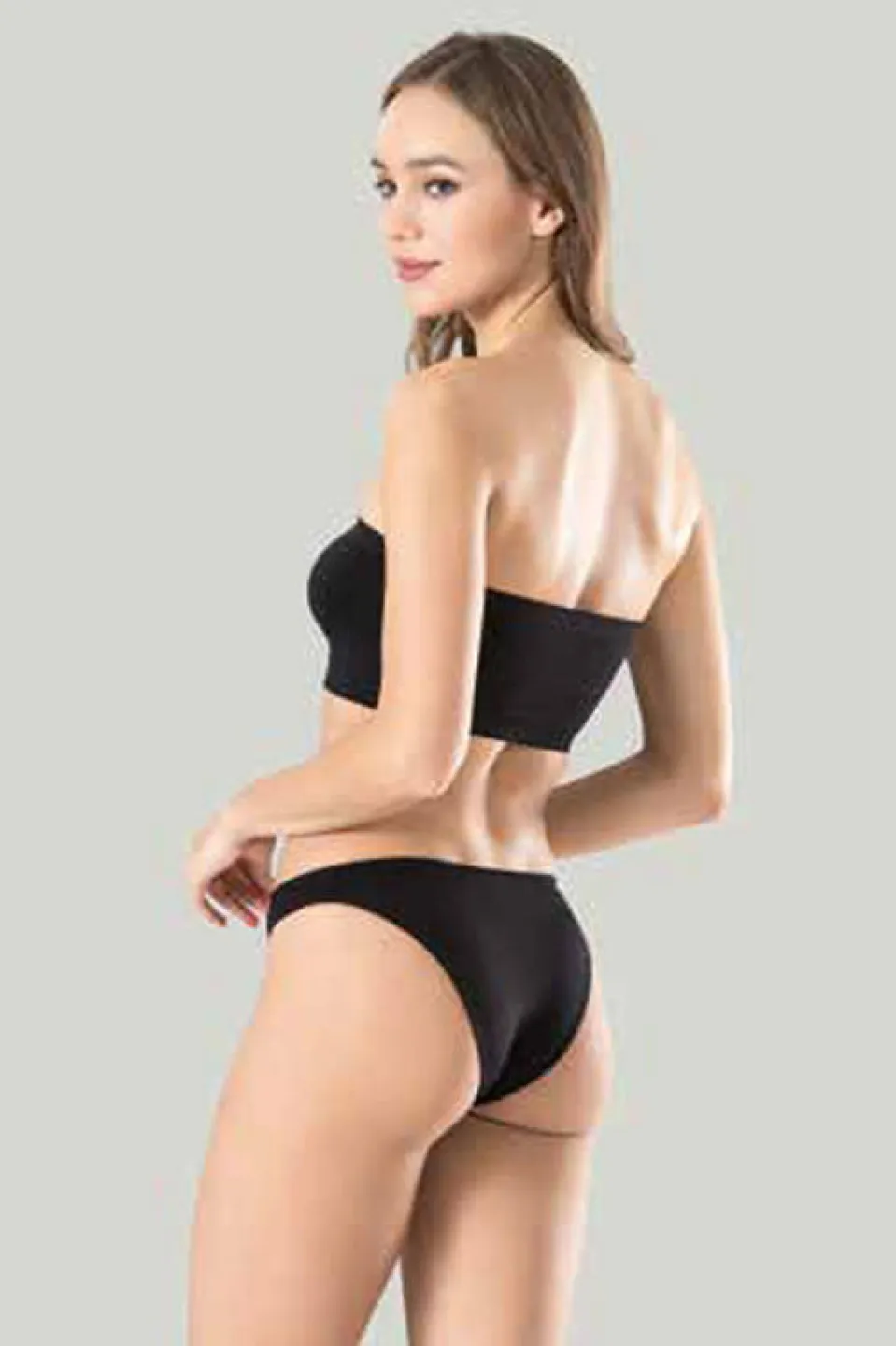 Bustiera dama elastica fara bretele, material lejer si elastic, culoare negru - 2