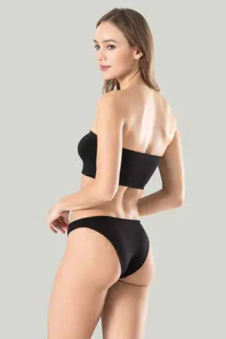 Bustiera dama elastica fara bretele, material lejer si elastic, culoare negru hover