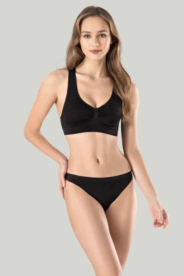 Bustiera dama elastica cu bretele groase, material lejer si elastic, culoare negru