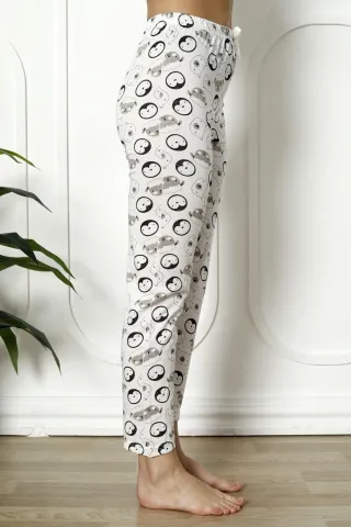 Pantaloni de pijama damă din bumbac cu imprimeu animăluțe hover