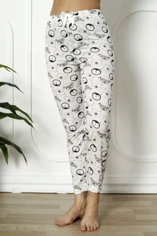 Pantaloni de pijama damă din bumbac cu imprimeu animăluțe
