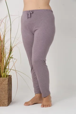 Pantaloni de pijama damă Big Size, gri cu puncte roz, 85% vâscoză, 15% poliester hover