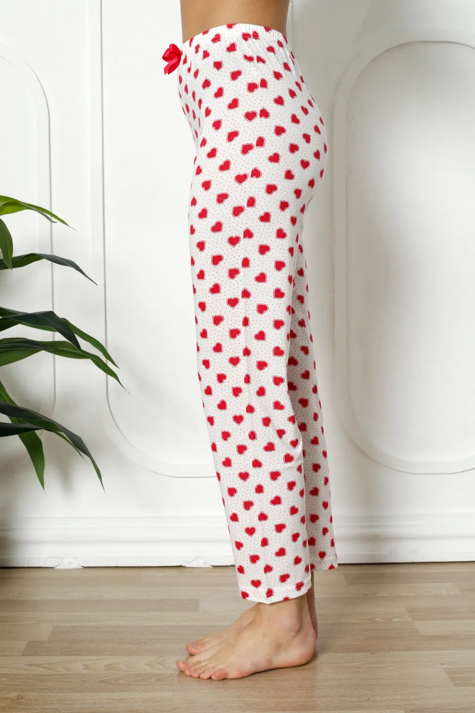 Pantaloni de pijama damă din bumbac cu inimioare - 2