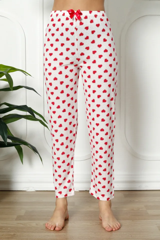 Pantaloni de pijama damă din bumbac cu inimioare