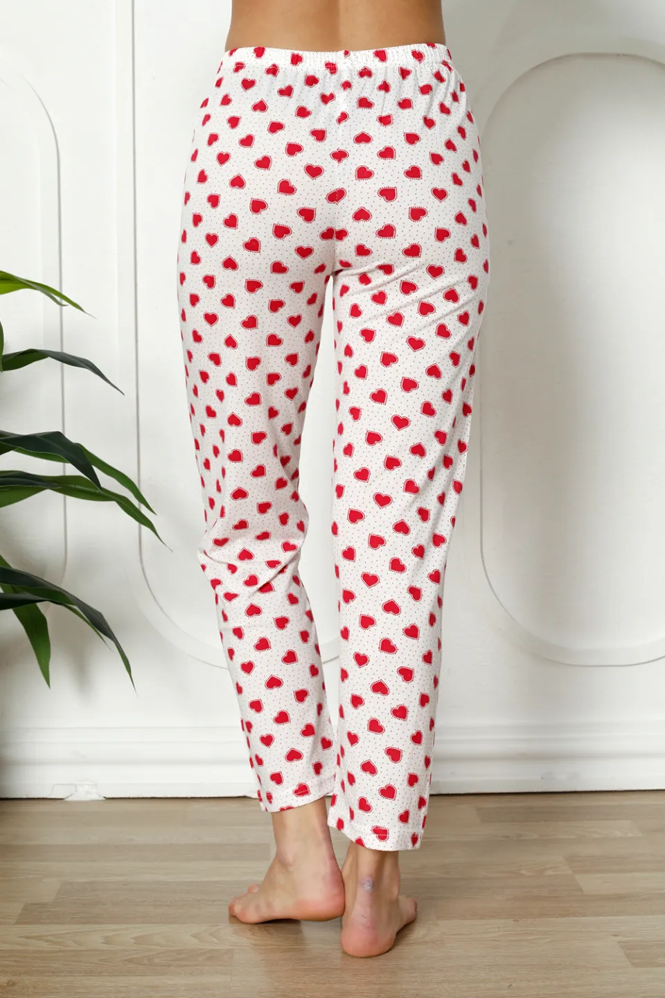 Pantaloni de pijama damă din bumbac cu inimioare - 3