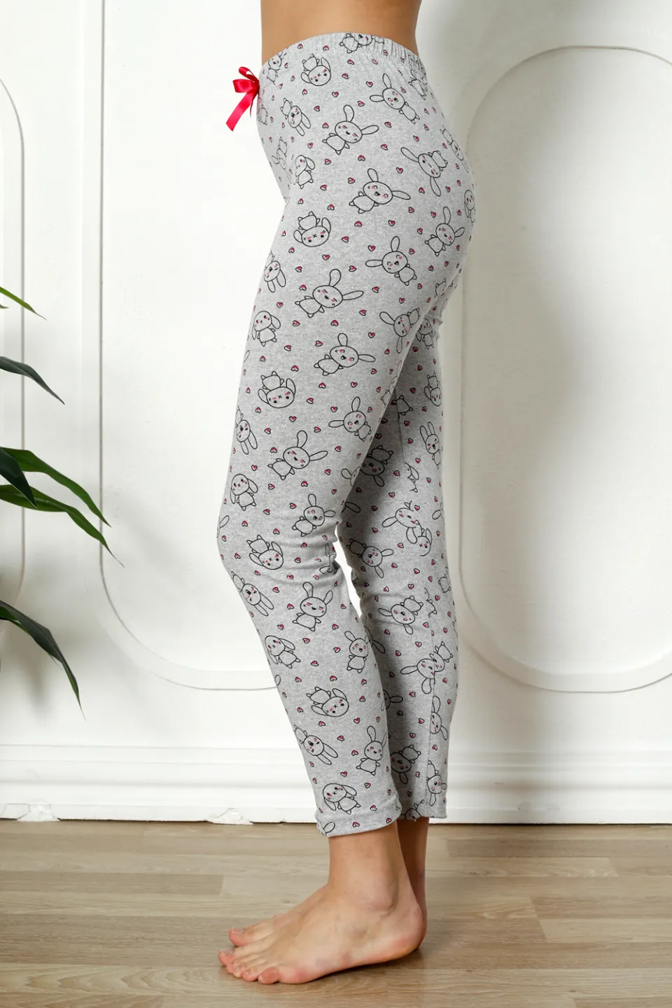 Pantaloni de pijama damă din bumbac cu iepuraș - 2