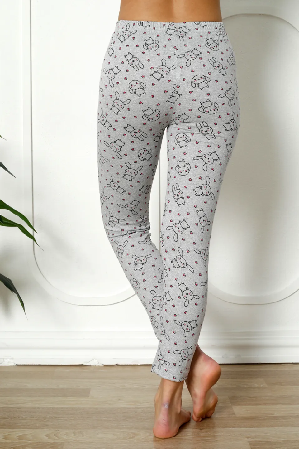Pantaloni de pijama damă din bumbac cu iepuraș - 3