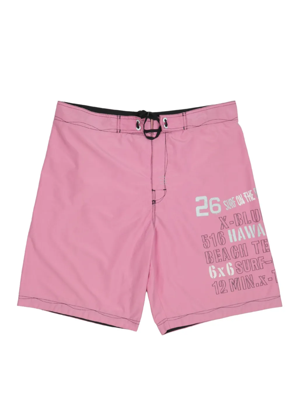 Pantaloni de plajă bărbați roz cu imprimeu lateral și buzunar la spate - 1