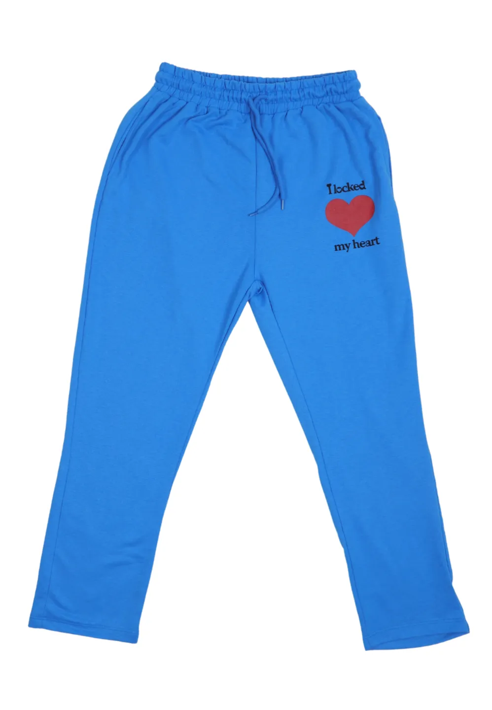 Pantaloni de trening damă albastri cu  imprimeu - 1