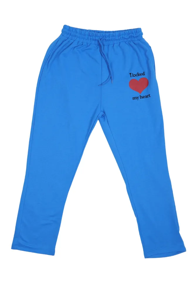 Pantaloni de trening damă albastri cu  imprimeu