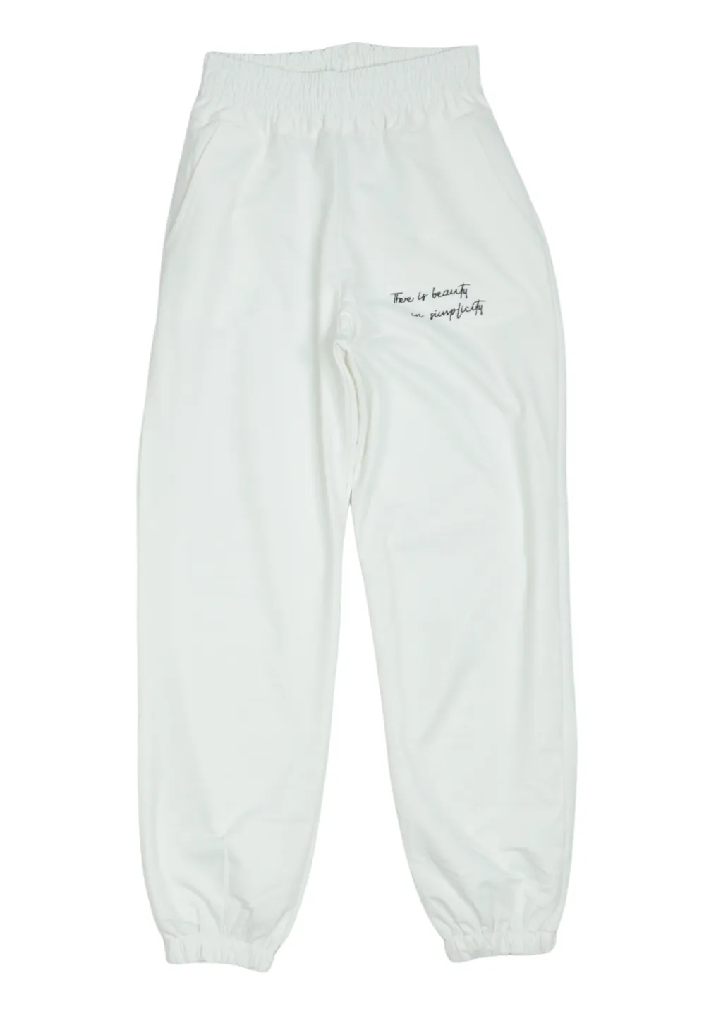 Pantaloni de trening damă albi cu  imprimeu - 1