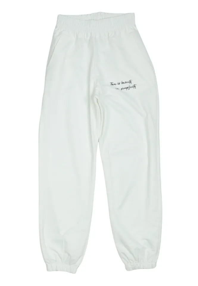 Pantaloni de trening damă albi cu  imprimeu