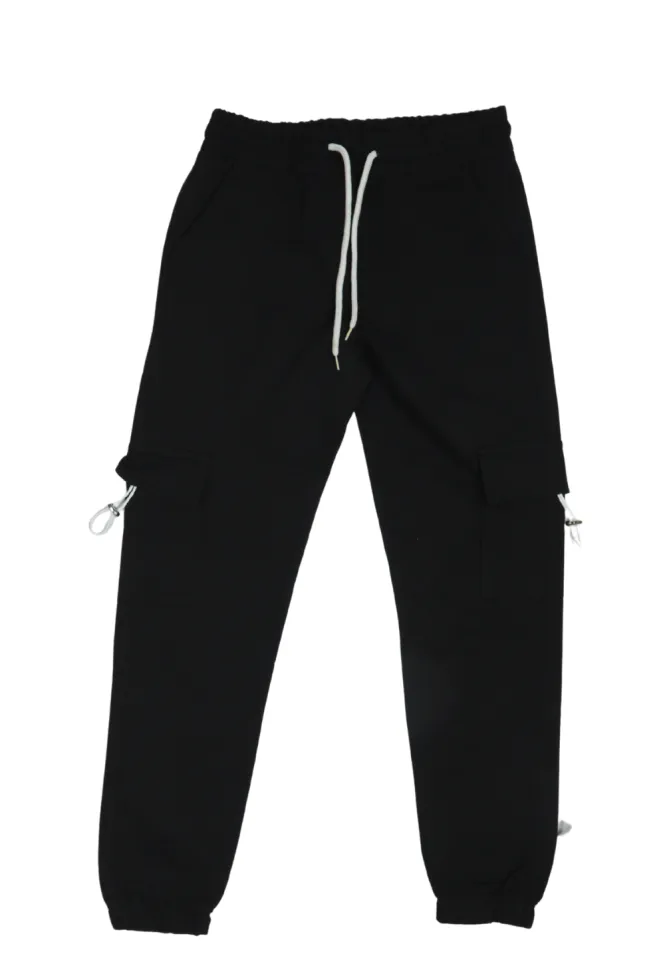 Pantaloni de trening damă negri cu șiret