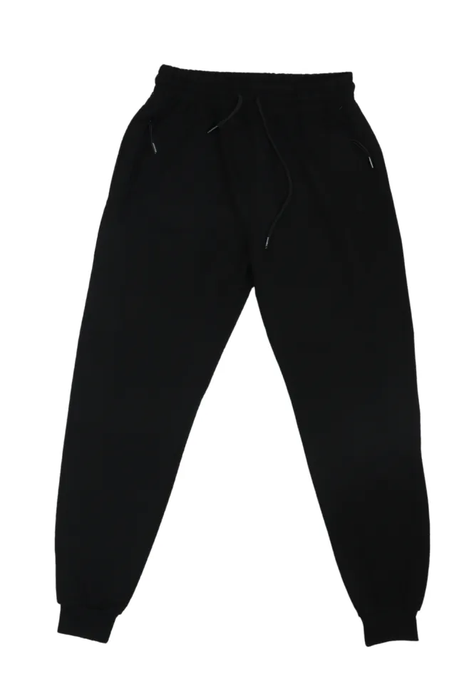 Pantaloni de trening damă negri simpli cu buzunar la spate