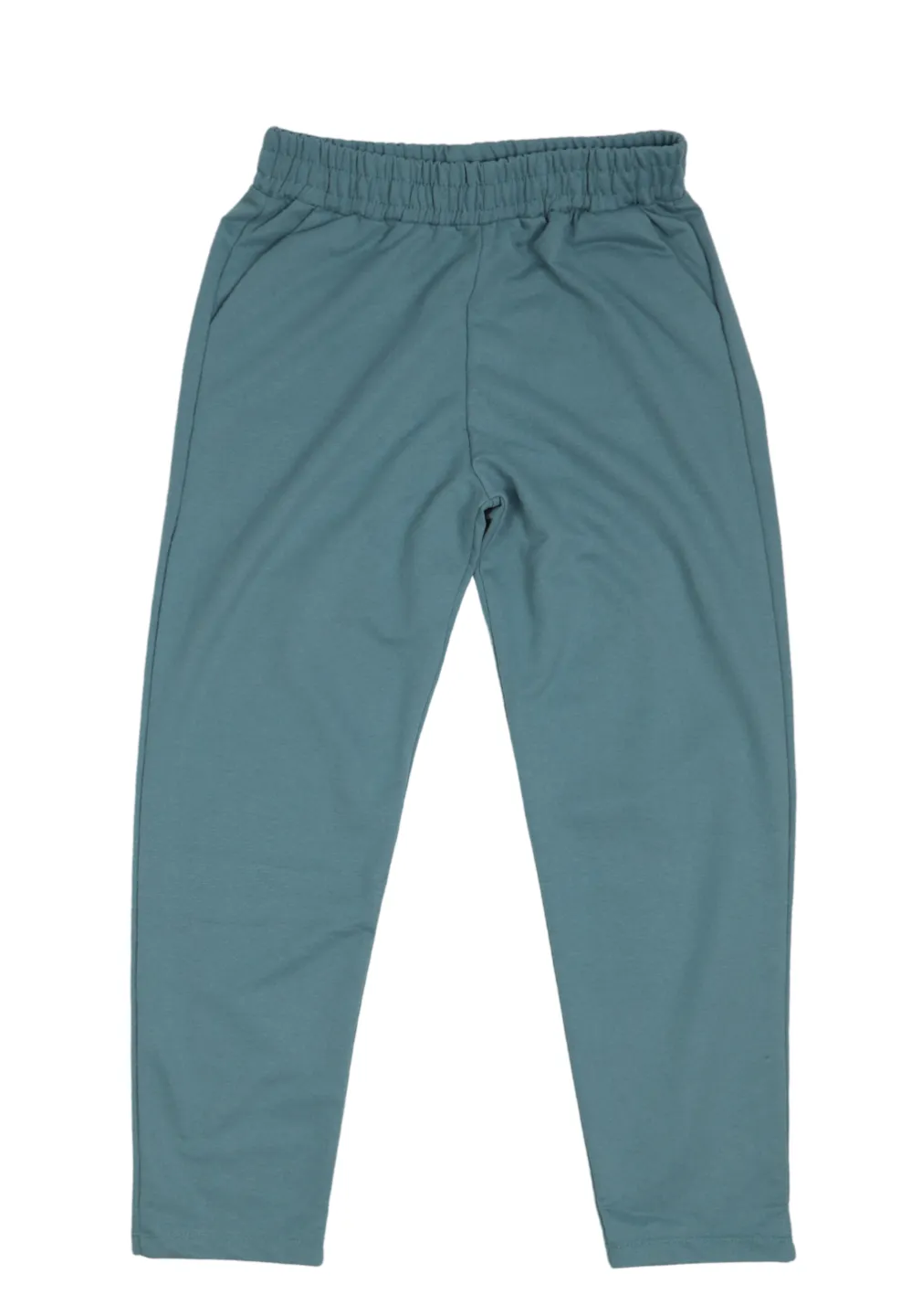 Pantaloni de trening damă turcoaz cu buzunare laterale - 1