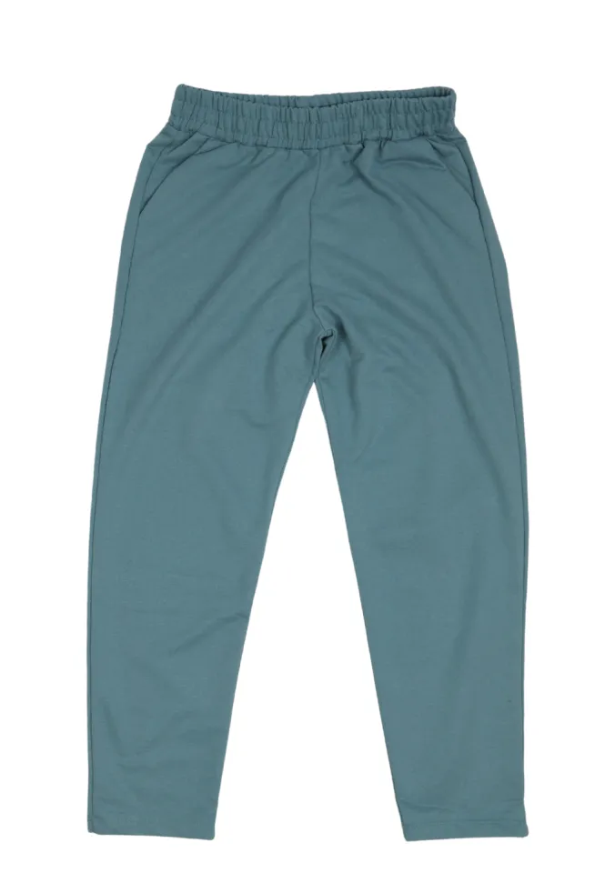 Pantaloni de trening damă turcoaz cu buzunare laterale