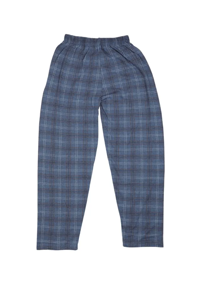 Pantaloni lungi de pijama bărbătești cu elastic în talie, culoare albastru, imprimeu carouri