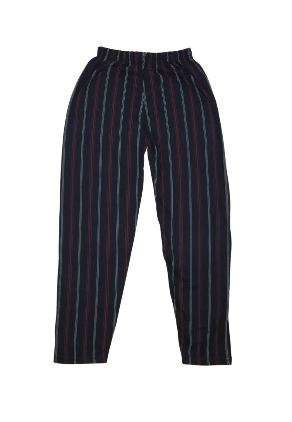 Pantaloni lungi de pijama bărbătești cu elastic în talie, culoare negru,  imprimeu dungi - 1