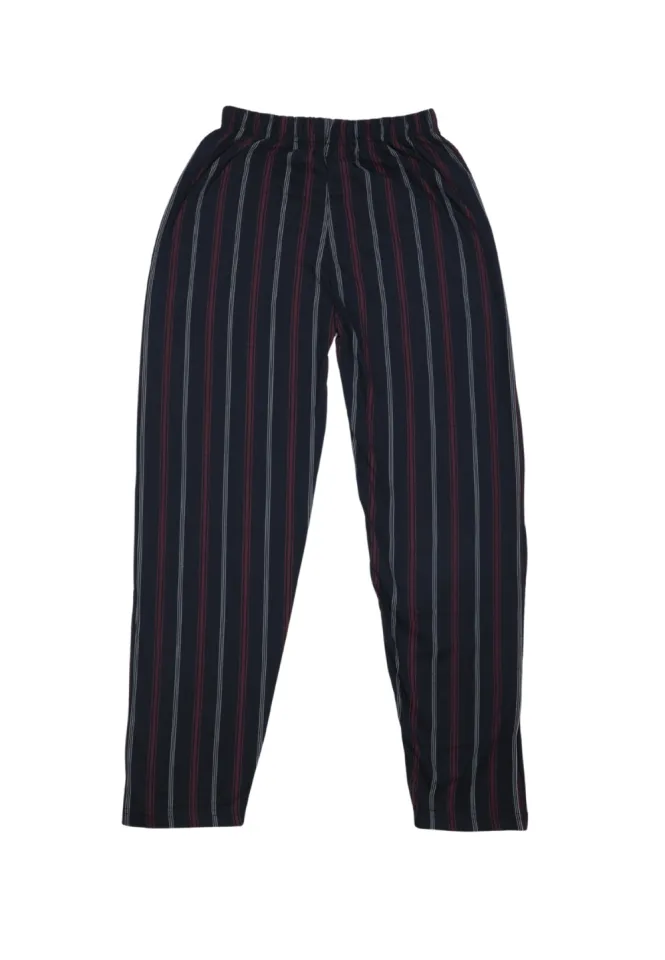 Pantaloni lungi de pijama bărbătești cu elastic în talie, culoare negru,  imprimeu dungi