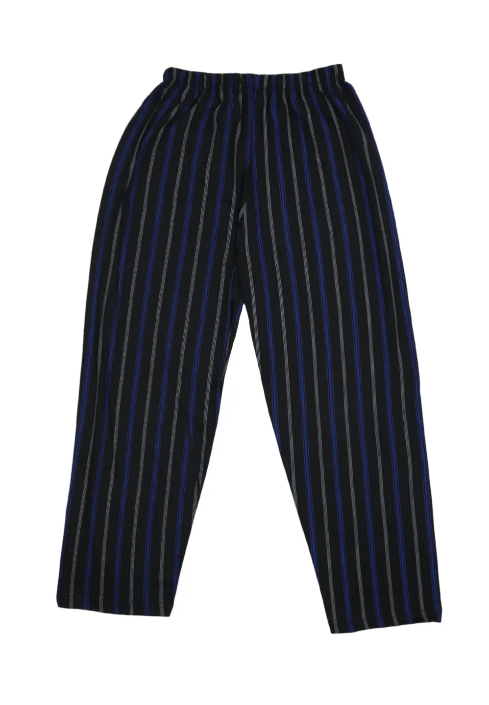 Pantaloni lungi de pijama bărbătești cu elastic în talie, culoare negru, imprimeu dungi - 1