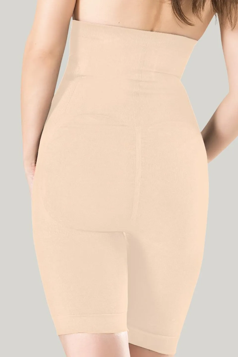 Pantaloni modelatori Miss Fit 3/4 cu talie înaltă și corset-bej - 2