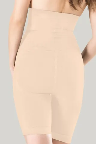 Pantaloni modelatori Miss Fit 3/4 cu talie înaltă și corset-bej hover