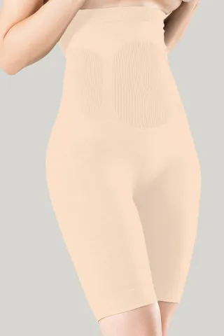 Pantaloni modelatori Miss Fit 3/4 cu talie înaltă și corset-bej