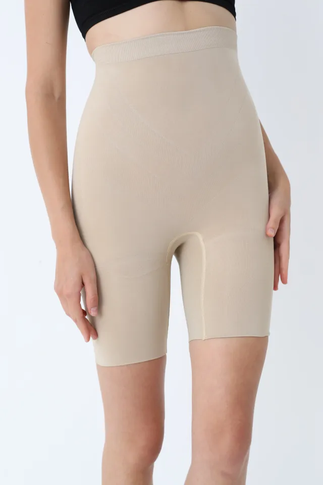 Pantaloni modelatori scurți cu talie înaltă – bej