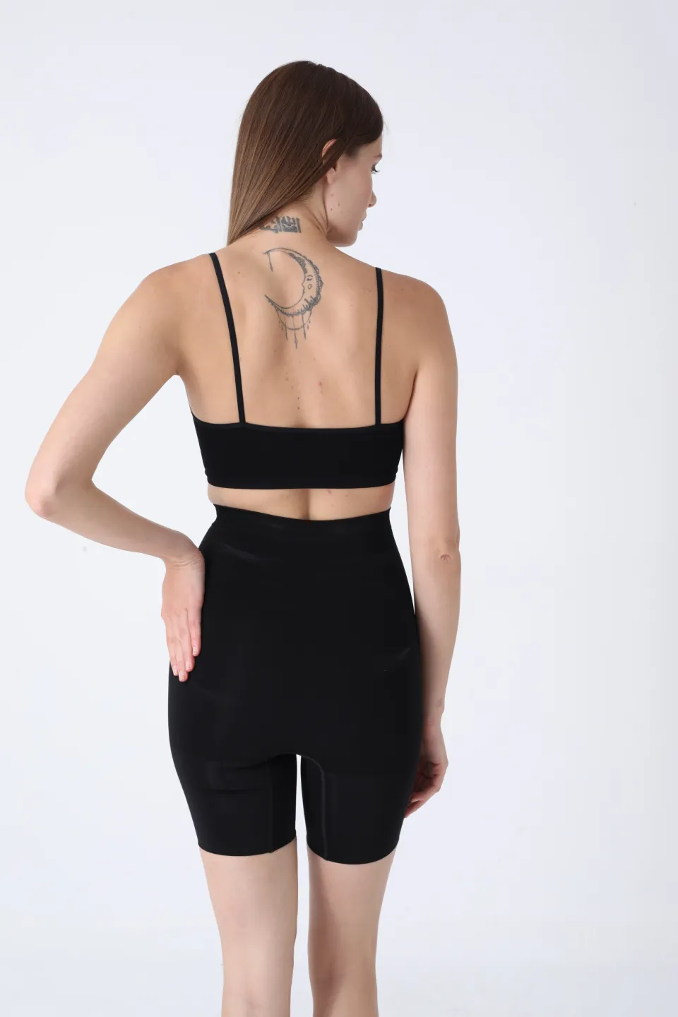 Pantaloni modelatori scurți cu talie înaltă – negru - 5