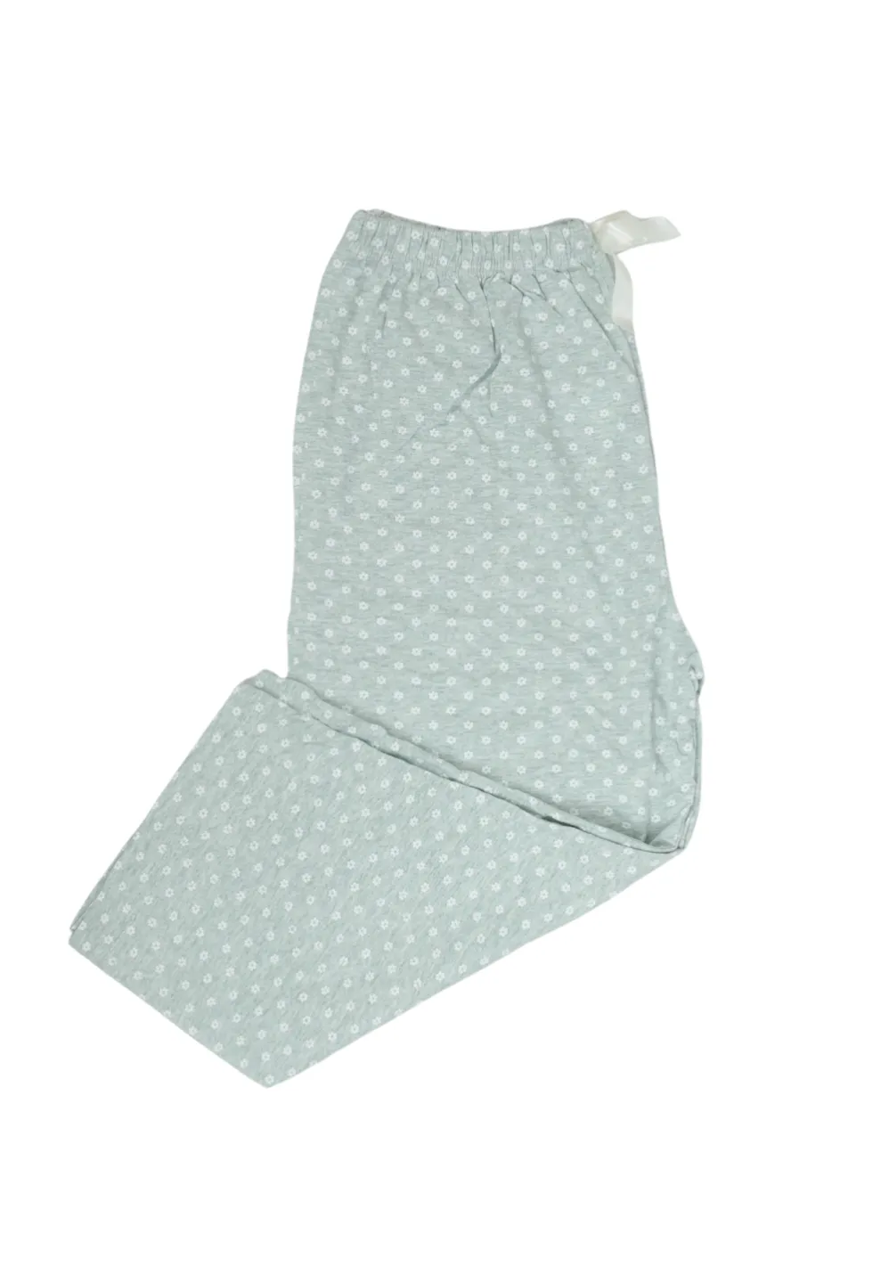 Pantaloni pijama damă 3/4,verde deschis, imprimeu floricele - 1