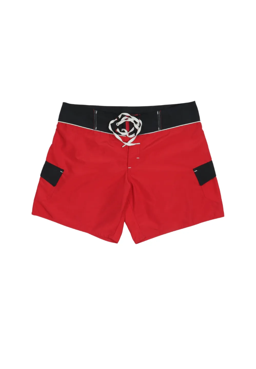 PANTALONI SCURȚI DE PLAJĂ DAMĂ ROȘII CU BRAU NEGRU - 1