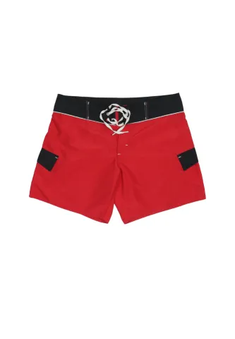 PANTALONI SCURȚI DE PLAJĂ DAMĂ ROȘII CU BRAU NEGRU