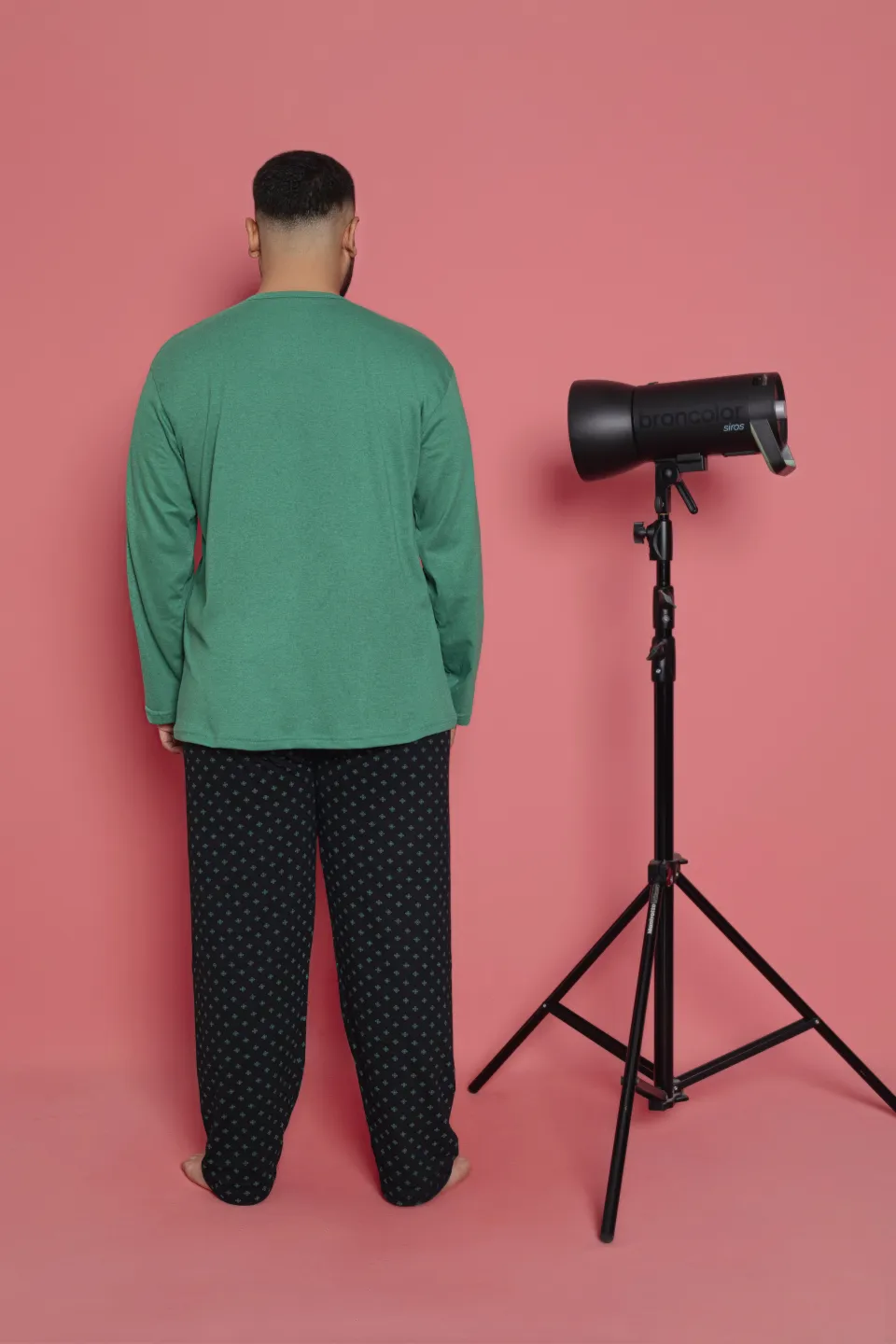 Pijama bărbați big size din bumbac, mânecă lungă și pantaloni lungi, imprimeu Street Wear - 2