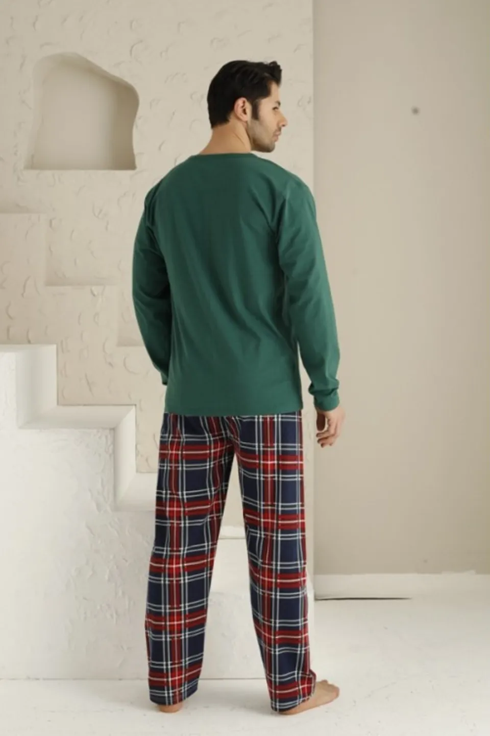 Pijama bărbați cu mânecă lungă și pantaloni lungi - Imprimeu „We Are Family” - 3